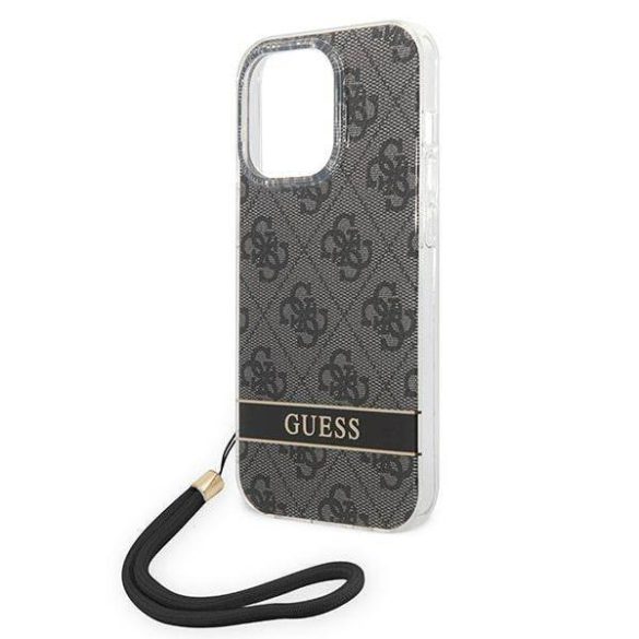 Guess GUOHCP14XH4STK iPhone 14 Pro Max 6,7" fekete 4G Print Strap keménytok