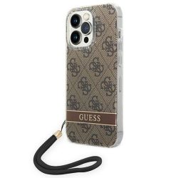   Guess GUOHCP14LH4STW iPhone 14 Pro 6,1" barna 4G Print Strap keménytok