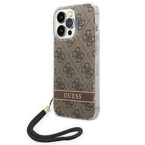 Guess GUOHCP14XH4STW iPhone 14 Pro Max 6,7" barna 4G Print Strap keménytok