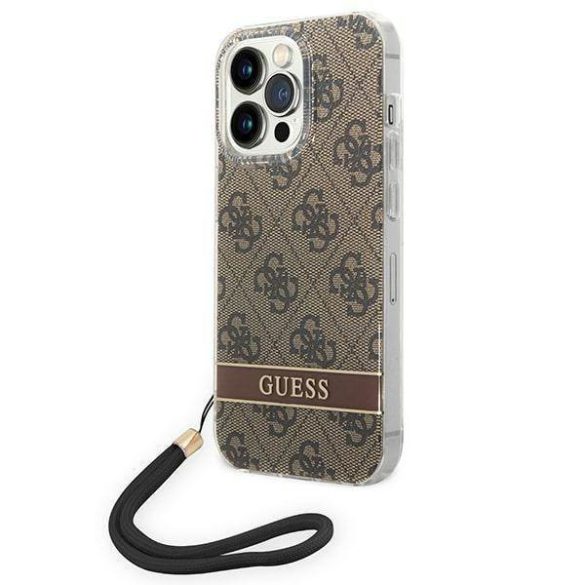 Guess GUOHCP14XH4STW iPhone 14 Pro Max 6,7" barna 4G Print Strap keménytok