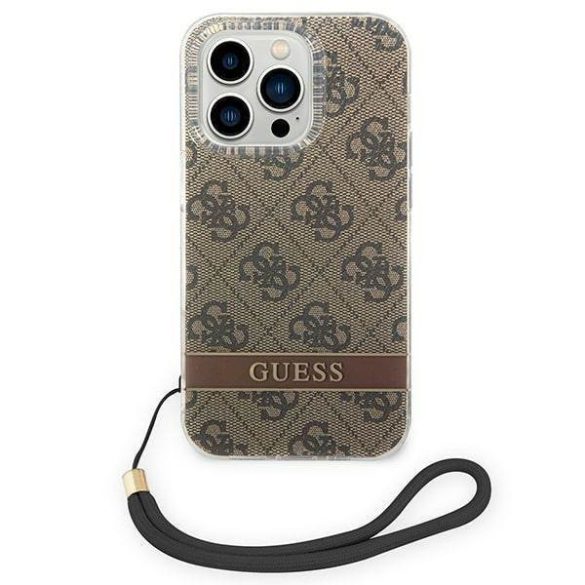 Guess GUOHCP14XH4STW iPhone 14 Pro Max 6,7" barna 4G Print Strap keménytok