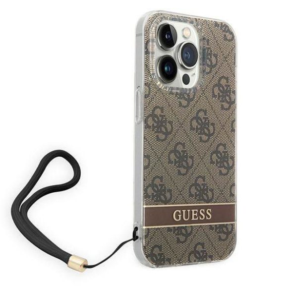 Guess GUOHCP14XH4STW iPhone 14 Pro Max 6,7" barna 4G Print Strap keménytok