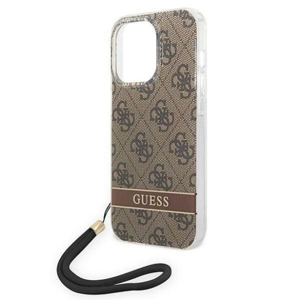 Guess GUOHCP14XH4STW iPhone 14 Pro Max 6,7" barna 4G Print Strap keménytok