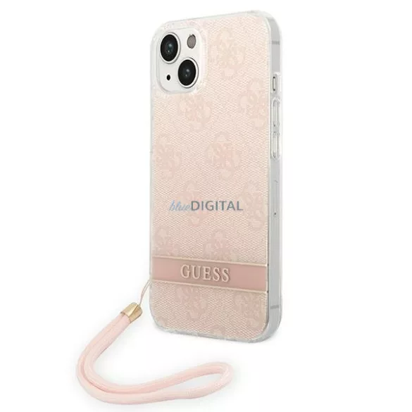 Guess GUOHCP14MH4STP iPhone 14 Plus 6.7" rózsaszín keménytok 4G nyomtatott pánttal