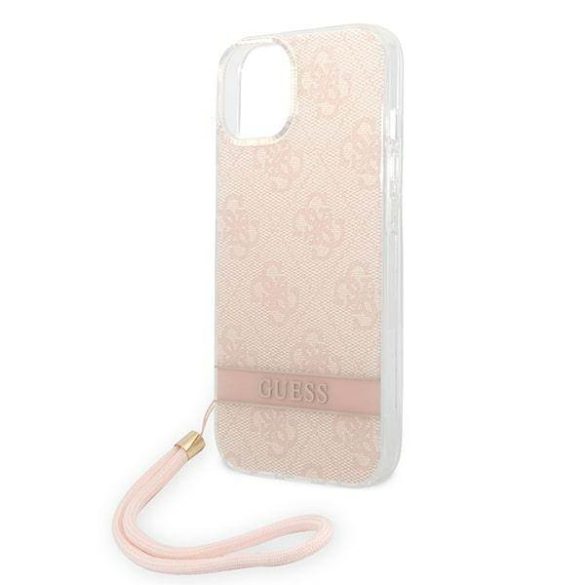 Guess GUOHCP14MH4STP iPhone 14 Plus / 15 Plus 6.7" rózsaszín keménytok 4G nyomtatott pánttal