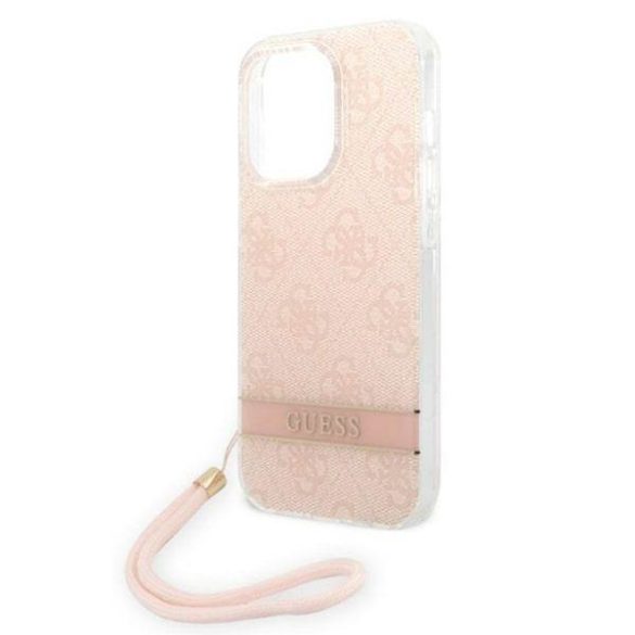 Guess GUOHCP14LH4STP iPhone 14 Pro 6,1" rózsaszín 4G Print Strap keménytok