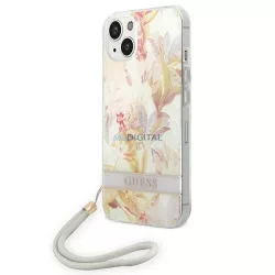   Guess GUOHCP14MHFLSU iPhone 14 Plus 6.7" lila keménytok virágszíjjal