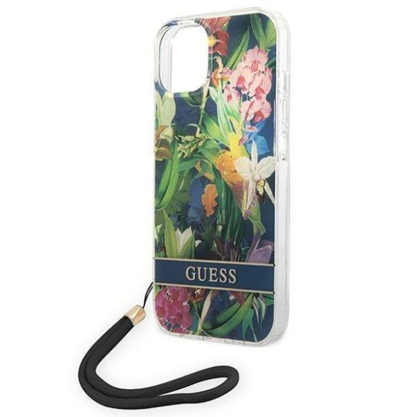 Guess GUOHCP14SHFLSB iPhone 14 / 15 / 13 6.1" kék keménytok Virágos pántos tok