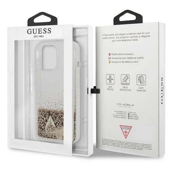 Guess GUOHCP14LGLHFLGO iPhone 14 Pro 6,1" arany Glitter Charms keménytok