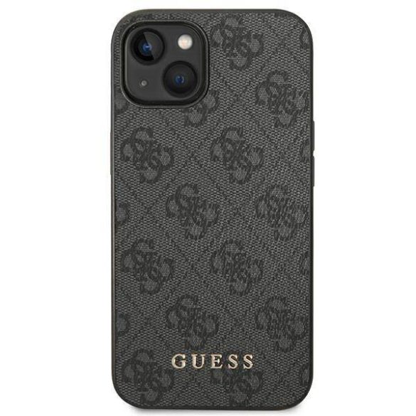 Guess GUHCP14SG4GFGR iPhone 14 / 15 / 13 6.1" szürke keménytok 4G fém arany logó