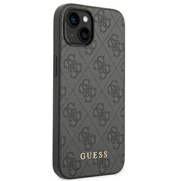 Guess GUHCP14SG4GFGR iPhone 14 / 15 / 13 6.1" szürke keménytok 4G fém arany logó