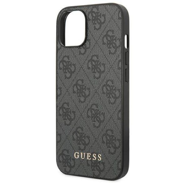 Guess GUHCP14SG4GFGR iPhone 14 / 15 / 13 6.1" szürke keménytok 4G fém arany logó