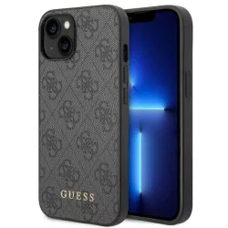   Guess GUHCP14MG4GFGR iPhone 14 Plus 6.7" szürke keménytok 4G fém arany logóval