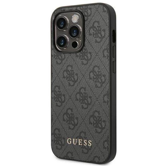 Guess GUHCP14LG4GFGR iPhone 14 Pro 6,1" szürke 4G fém arany logós keménytok