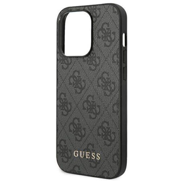 Guess GUHCP14LG4GFGR iPhone 14 Pro 6,1" szürke 4G fém arany logós keménytok