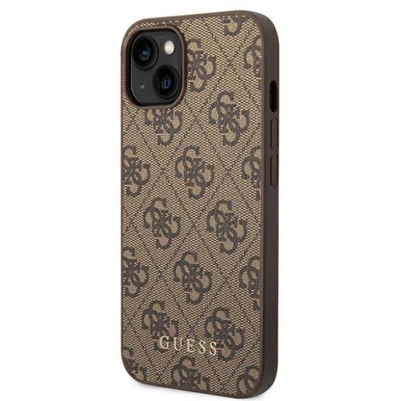 Guess GUHCP14MG4GFBR iPhone 14 Plus / 15 Plus 6.7" barna keménytok 4G fém arany logo