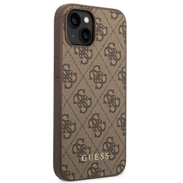 Guess GUHCP14MG4GFBR iPhone 14 Plus / 15 Plus 6.7" barna keménytok 4G fém arany logo