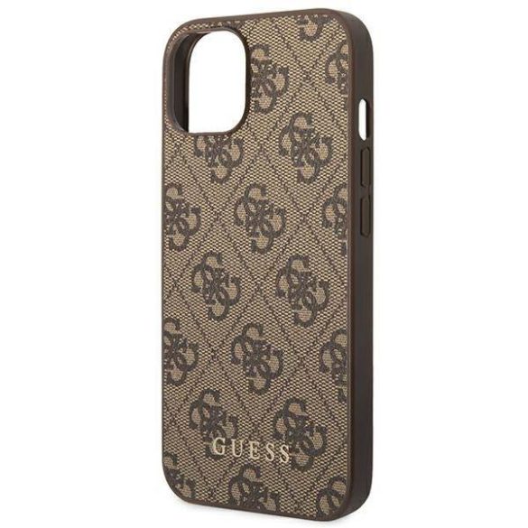 Guess GUHCP14MG4GFBR iPhone 14 Plus / 15 Plus 6.7" barna keménytok 4G fém arany logo