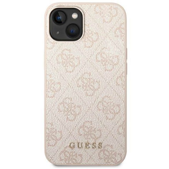 Guess GUHCP14SG4GFPI iPhone 14 / 15 / 13 6.1" rózsaszín keménytok 4G fém arany logó