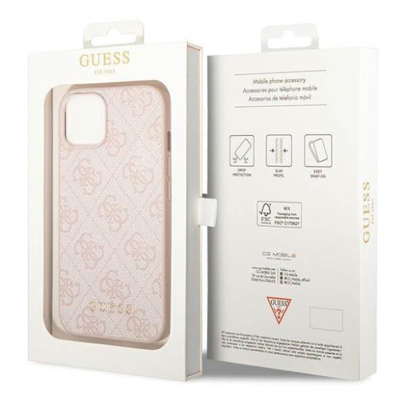 Guess GUHCP14MG4GFPI iPhone 14 Plus / 15 Plus 6.7" rózsaszín keménytok 4G fém arany logo