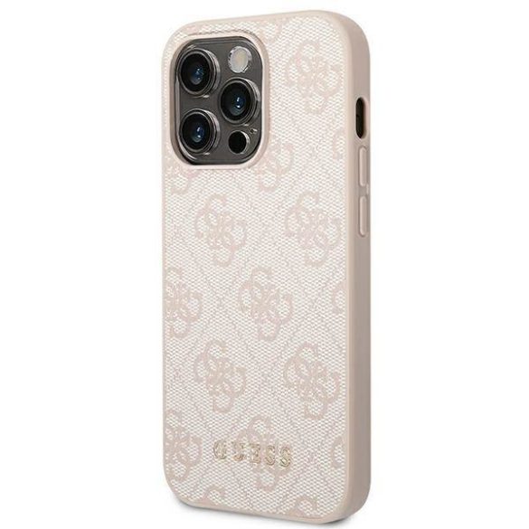 Guess GUHCP14LG4GFPI iPhone 14 Pro 6,1" rózsaszín 4G fém arany logós keménytok