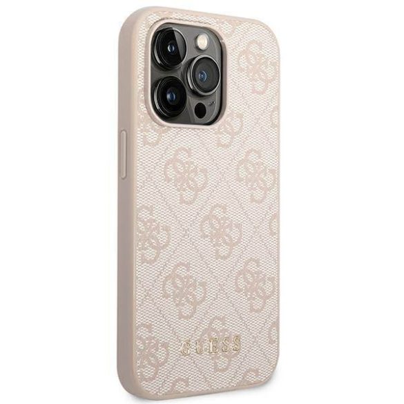 Guess GUHCP14LG4GFPI iPhone 14 Pro 6,1" rózsaszín 4G fém arany logós keménytok