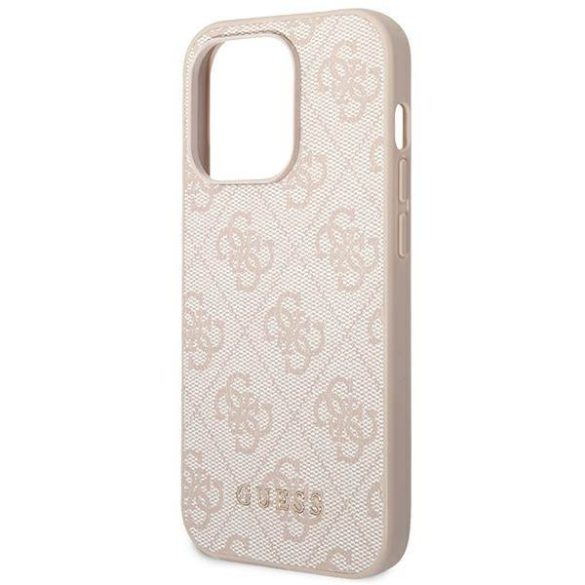 Guess GUHCP14LG4GFPI iPhone 14 Pro 6,1" rózsaszín 4G fém arany logós keménytok