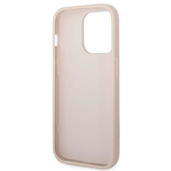 Guess GUHCP14LG4GFPI iPhone 14 Pro 6,1" rózsaszín 4G fém arany logós keménytok