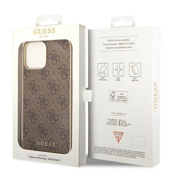 Guess GUHCP14LGF4GBR iPhone 14 Pro 6,1" barna 4G Charms Collection keménytok