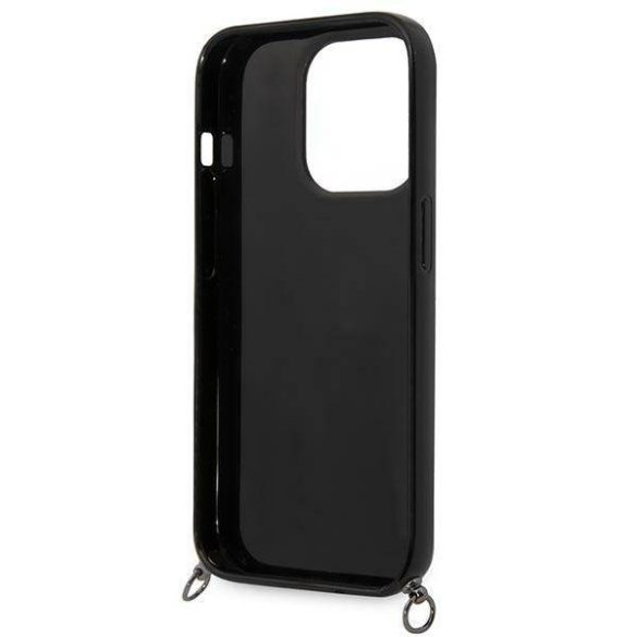 Karl Lagerfeld KLHCP14LSTSTP iPhone 14 Pro 6,1" keménytok rózsaszín Color Stripes Strap tok szíjjal