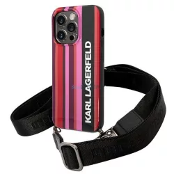   Karl Lagerfeld KLHCP14XSTSTP iPhone 14 Pro Max 6,7" keménytok rózsaszín Color Stripes Strap tok szíjjal