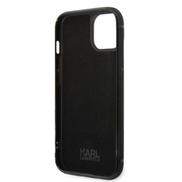 Karl Lagerfeld KLHCP14SCSSK iPhone 14 / 15 / 13 6,1" keménytok fekete Signature Logo kártyatartóval