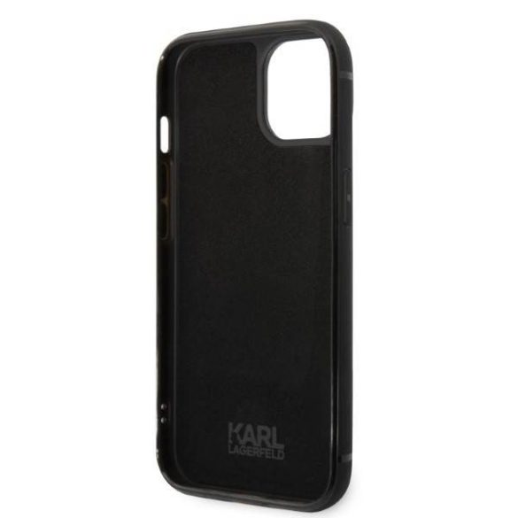 Karl Lagerfeld KLHCP14MCSSK iPhone 14 Plus / 15 Plus 6,7" keménytok fekete Signature Logo kártyatartóval