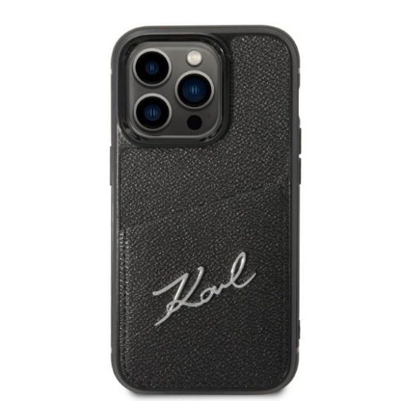 Karl Lagerfeld KLHCP14LCSSK iPhone 14 Pro 6,1" keménytok fekete Signature Logo Cardslot tok