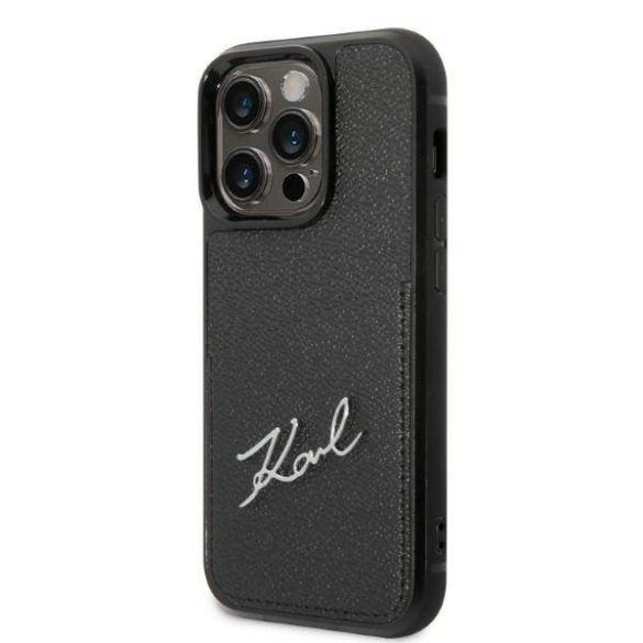 Karl Lagerfeld KLHCP14LCSSK iPhone 14 Pro 6,1" keménytok fekete Signature Logo Cardslot tok