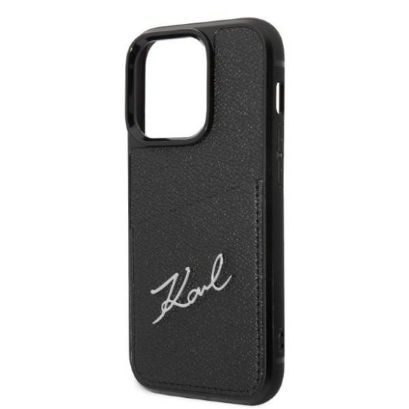 Karl Lagerfeld KLHCP14LCSSK iPhone 14 Pro 6,1" keménytok fekete Signature Logo Cardslot tok