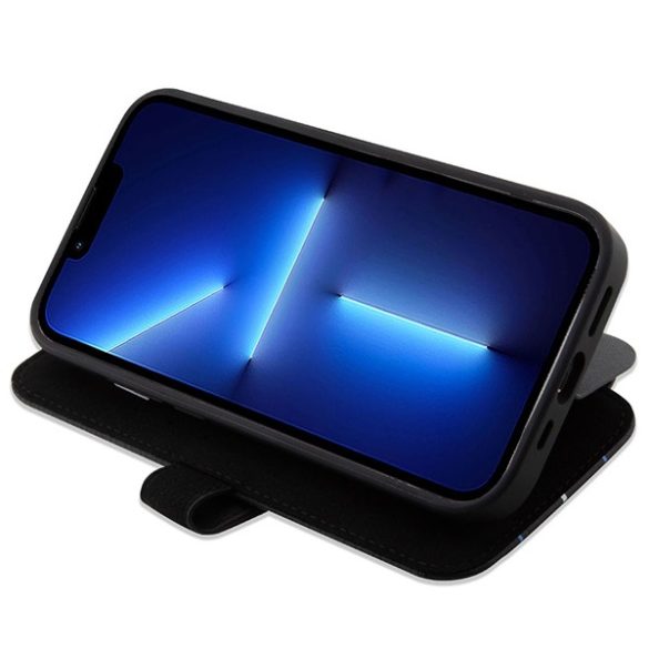 Etui BMW BMBKP14L22RVSK iPhone 14 Pro 6,1" fekete Könyvtok Bőr bélyegző kék vonalak