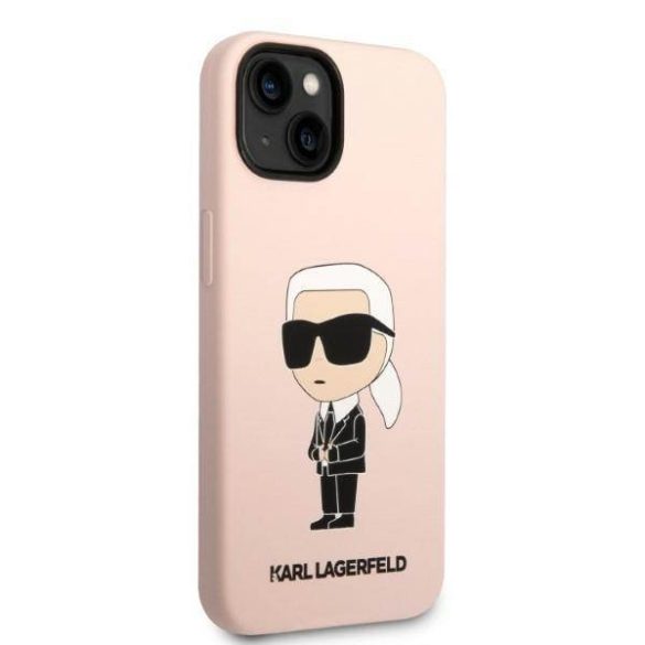 Karl Lagerfeld KLHCP14SSNIKBCP iPhone 14 / 15 / 13 6,1" keménytok rózsaszín szilikon ikonikus