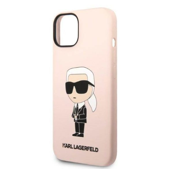 Karl Lagerfeld KLHCP14SSNIKBCP iPhone 14 / 15 / 13 6,1" keménytok rózsaszín szilikon ikonikus