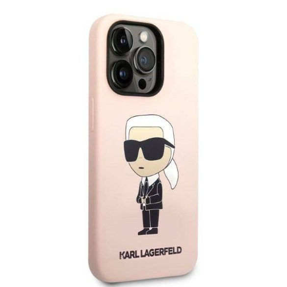 Karl Lagerfeld KLHCP14LSNIKBCP iPhone 14 Pro 6,1" rózsaszín szilikon ikonikus keménytok