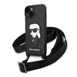   Karl Lagerfeld KLHCP14SSTKMK iPhone 14 6,1" fekete keménytok Monogram ikonikus Patch