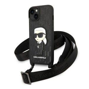 Karl Lagerfeld KLHCP14SSTKMK iPhone 14 / 15 / 13 6,1" fekete keménytok Monogram ikonikus Patch