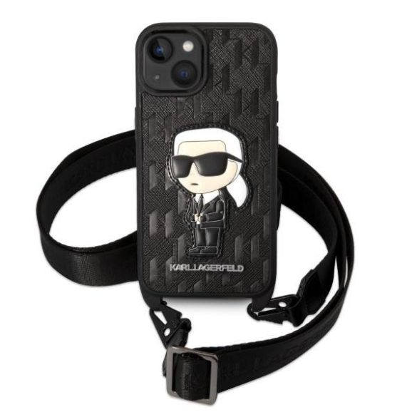 Karl Lagerfeld KLHCP14SSTKMK iPhone 14 / 15 / 13 6,1" fekete keménytok Monogram ikonikus Patch