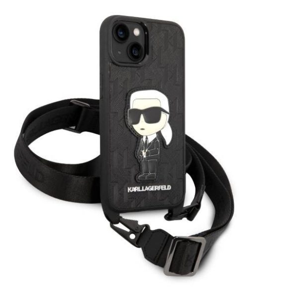 Karl Lagerfeld KLHCP14SSTKMK iPhone 14 / 15 / 13 6,1" fekete keménytok Monogram ikonikus Patch