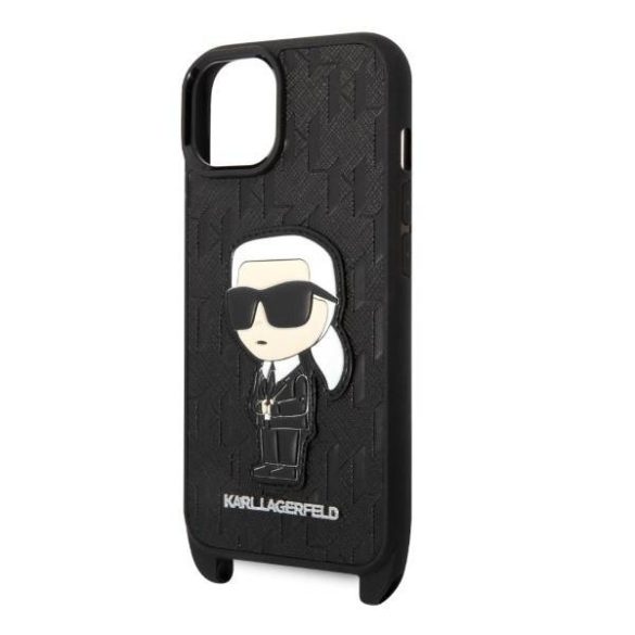 Karl Lagerfeld KLHCP14SSTKMK iPhone 14 / 15 / 13 6,1" fekete keménytok Monogram ikonikus Patch