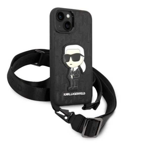 Karl Lagerfeld KLHCP14MSTKMK iPhone 14 Plus / 15 Plus 6,7" fekete keménytok Monogram ikonikus Patch
