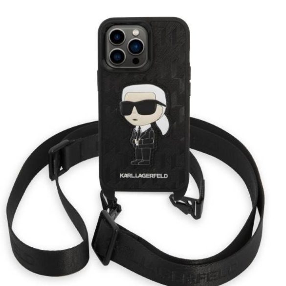 Karl Lagerfeld KLHCP14LSTKMK iPhone 14 Pro 6,1" fekete keménytok Monogram ikonikus tok