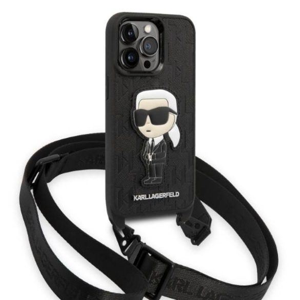 Karl Lagerfeld KLHCP14LSTKMK iPhone 14 Pro 6,1" fekete keménytok Monogram ikonikus tok