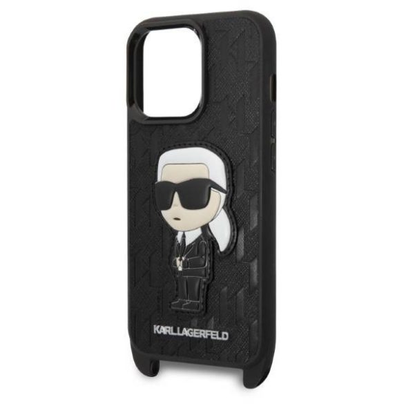 Karl Lagerfeld KLHCP14LSTKMK iPhone 14 Pro 6,1" fekete keménytok Monogram ikonikus tok