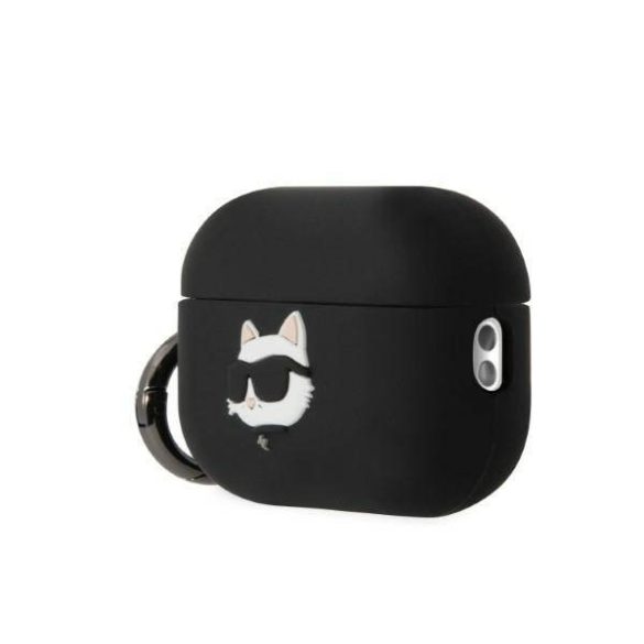 Karl Lagerfeld KLAP2RUNCHK AirPods Pro 2 (2022/2023) tok fekete szilikon Choupette fej 3D